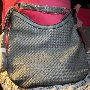 Elegant Gray Woven Shoulder Bag